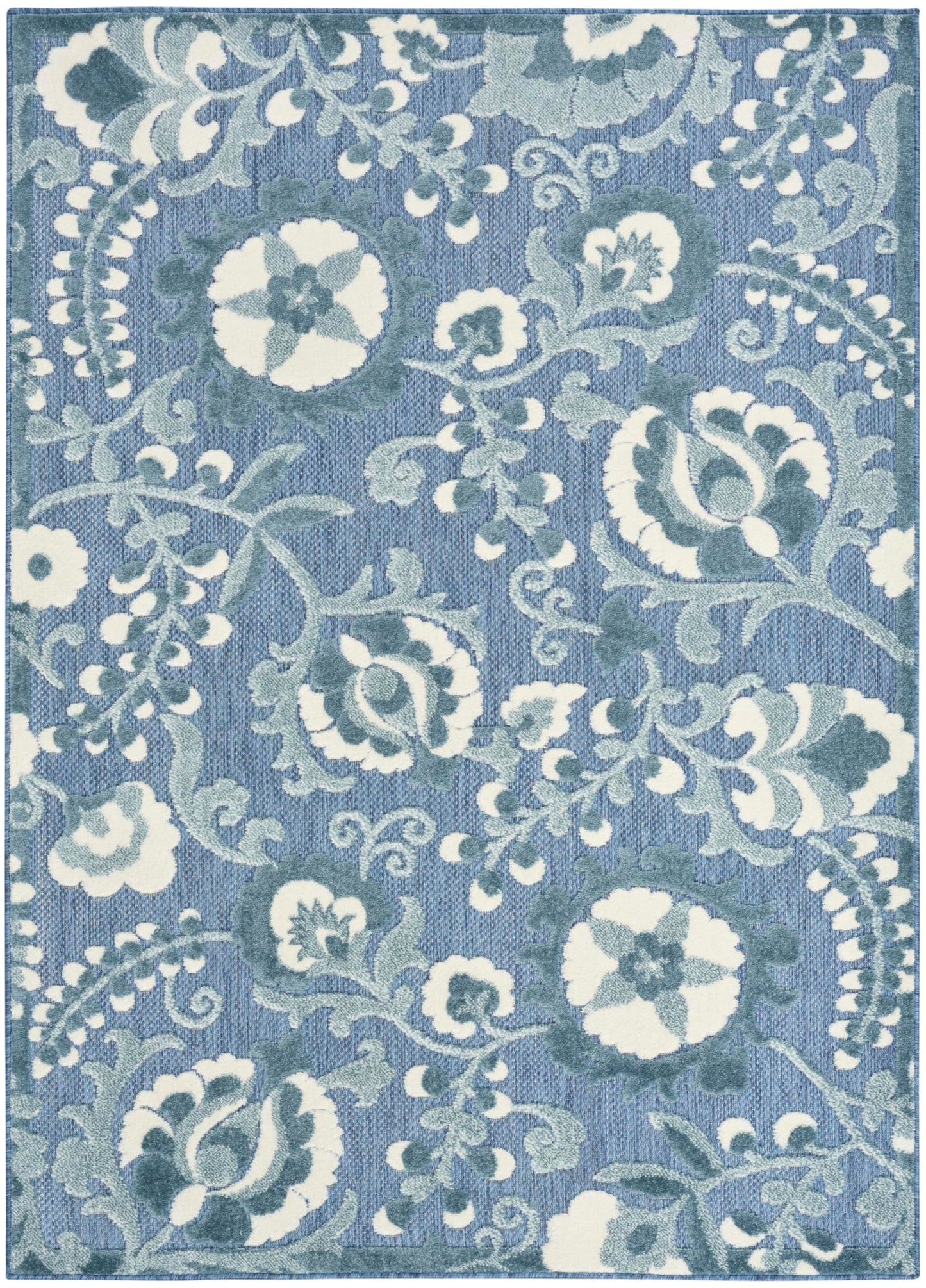 Nourison Home Aloha Blue 7'10" x 10'6" Area Rug - Easy Clean, Non Shedding, Bed Room, Living Room, Dining Room, Kitchen (8' x 11')