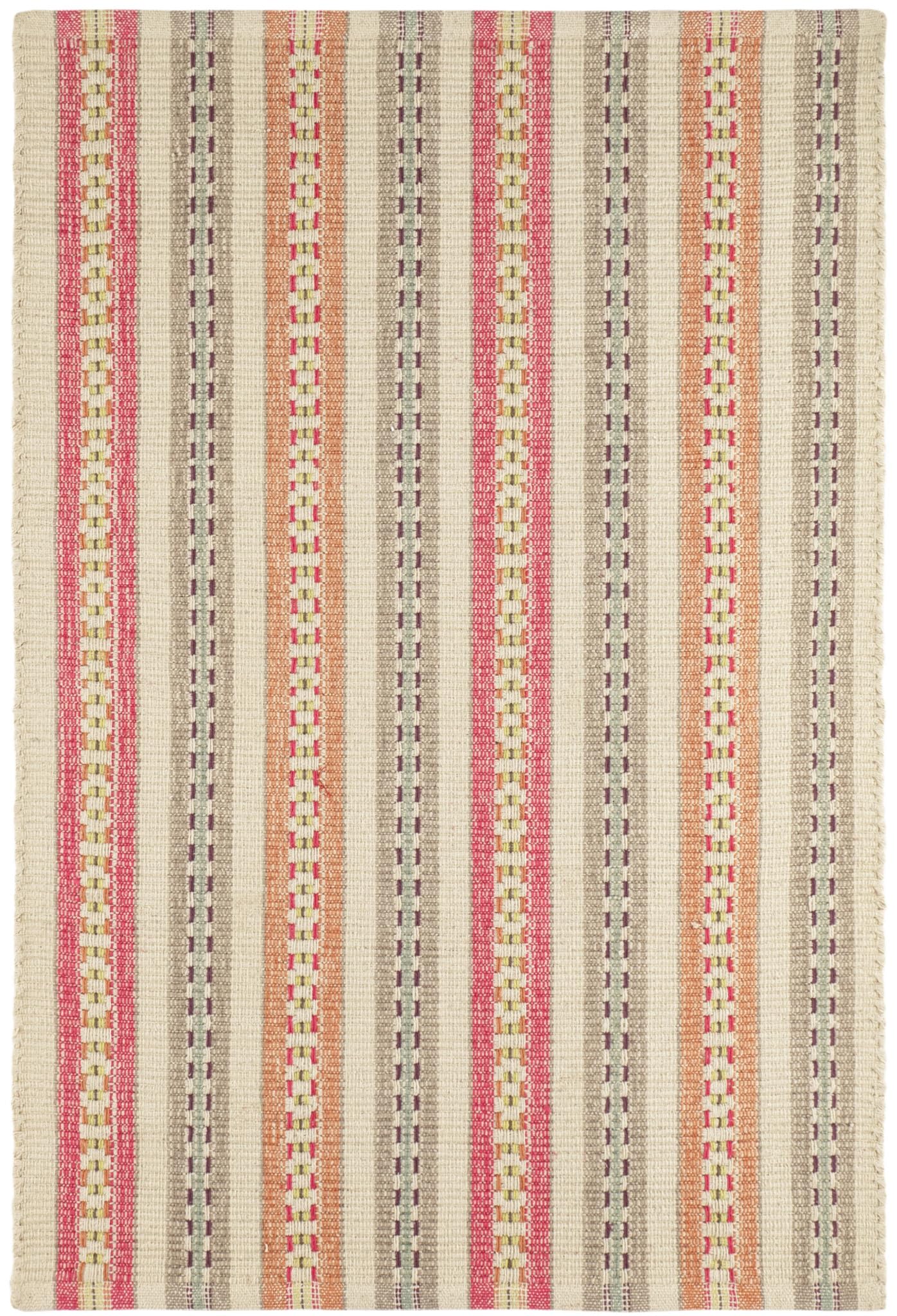 Dash & Albert x Kit Kemp Long Slade Spice Handwoven Cotton Rug, 2 X 3 Feet, Multi Stripe Pattern - Premium Luxury Hotel Quality Soft Breathable Hypoallergenic Machine Washable Easy Care All Season