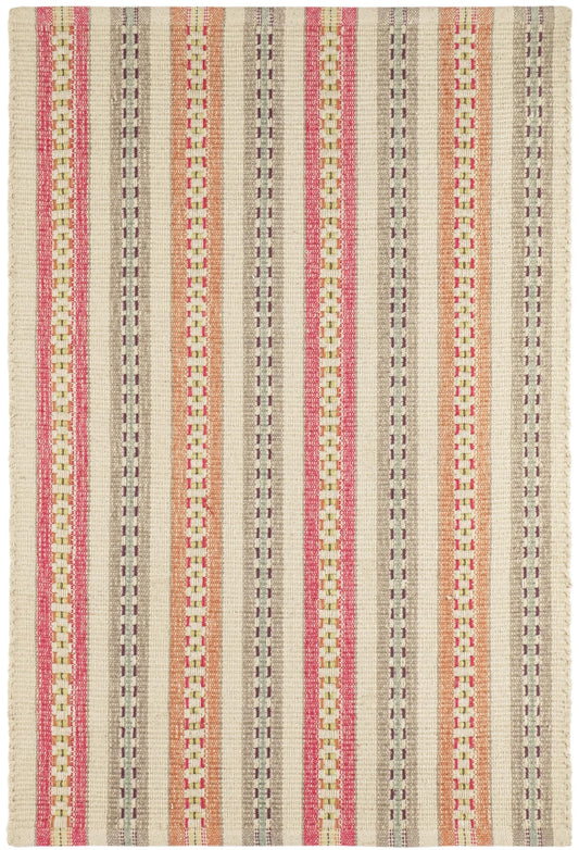 Dash & Albert x Kit Kemp Long Slade Spice Handwoven Cotton Rug, 2 X 3 Feet, Multi Stripe Pattern - Premium Luxury Hotel Quality Soft Breathable Hypoallergenic Machine Washable Easy Care All Season