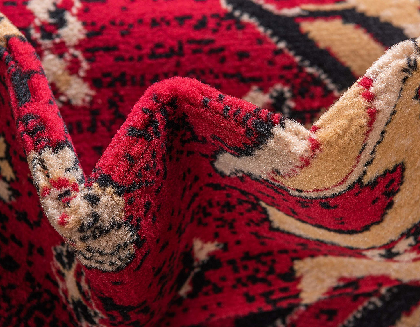 Unique Loom Taftan Collection Border Geometric Tribal Inspired Design Area Rug (8' 0 x 8' 0 Square, Red/ Gold)