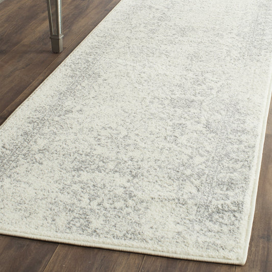 SAFAVIEH Adirondack Collection Runner Rug - 2'6" x 10', Ivory & Silver, Distressed Vintage Floral Design, Non-Shedding & Easy to Clean, Ideal for Hallway, Foyer, Entryway, Bedroom (ADR109C)