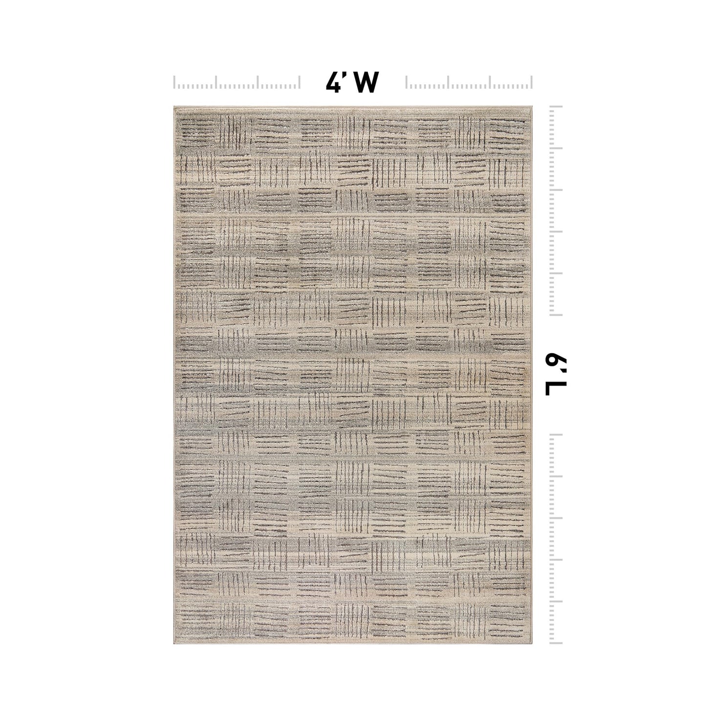 Rugshop Textured High-Low Indoor Area Rug, Neutral Sandstone Design, Jute Backing, Living Room Bedroom Kitchen Rug, Easy-Care Spot Clean, 4' x 6' Beige
