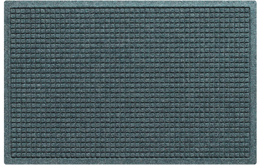 WaterHog Squares Front Door Mat Indoor Outdoor Entrance, Absorbent All-Weather Doormat with Non-Slip Rubber Backing, Dirt & Moisture Trapper, Low Profile, Easy Clean, Made in USA, 23"x35.5" Bluestone