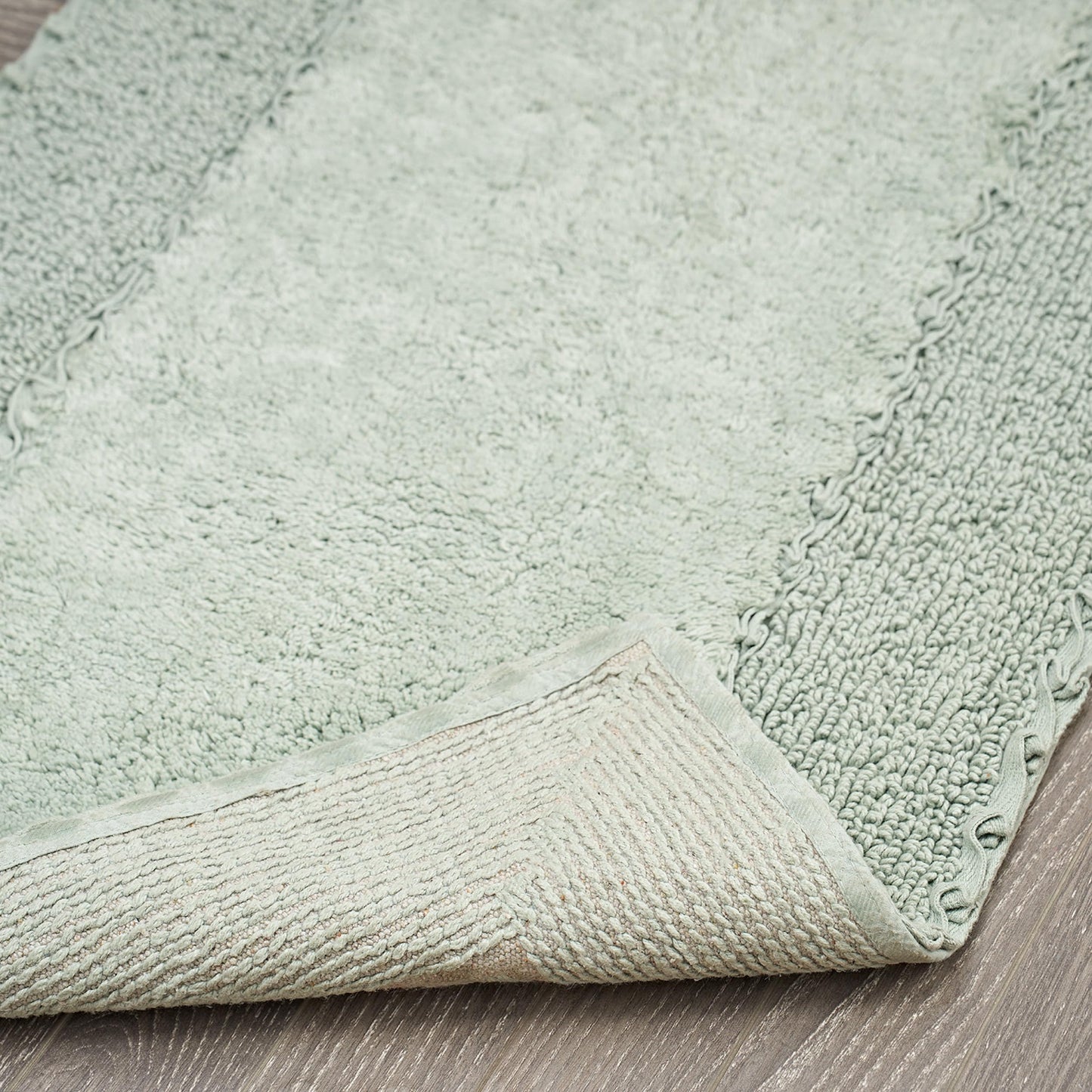 Laura Ashley Ruffle Border 100% Cotton Bath Rug, Sage Green, 17"x 24"