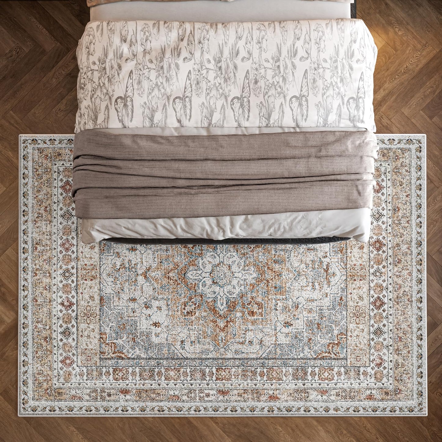 RUGIXE Area Rug 6×9 Foldable Machine Washable Living Room Area Rug, Machine Washable Anti-Slip Retro Rug, Low-Density Lightweight Chenille Printed Rug, Bedroom, Dining Room，Rugs for Living Room