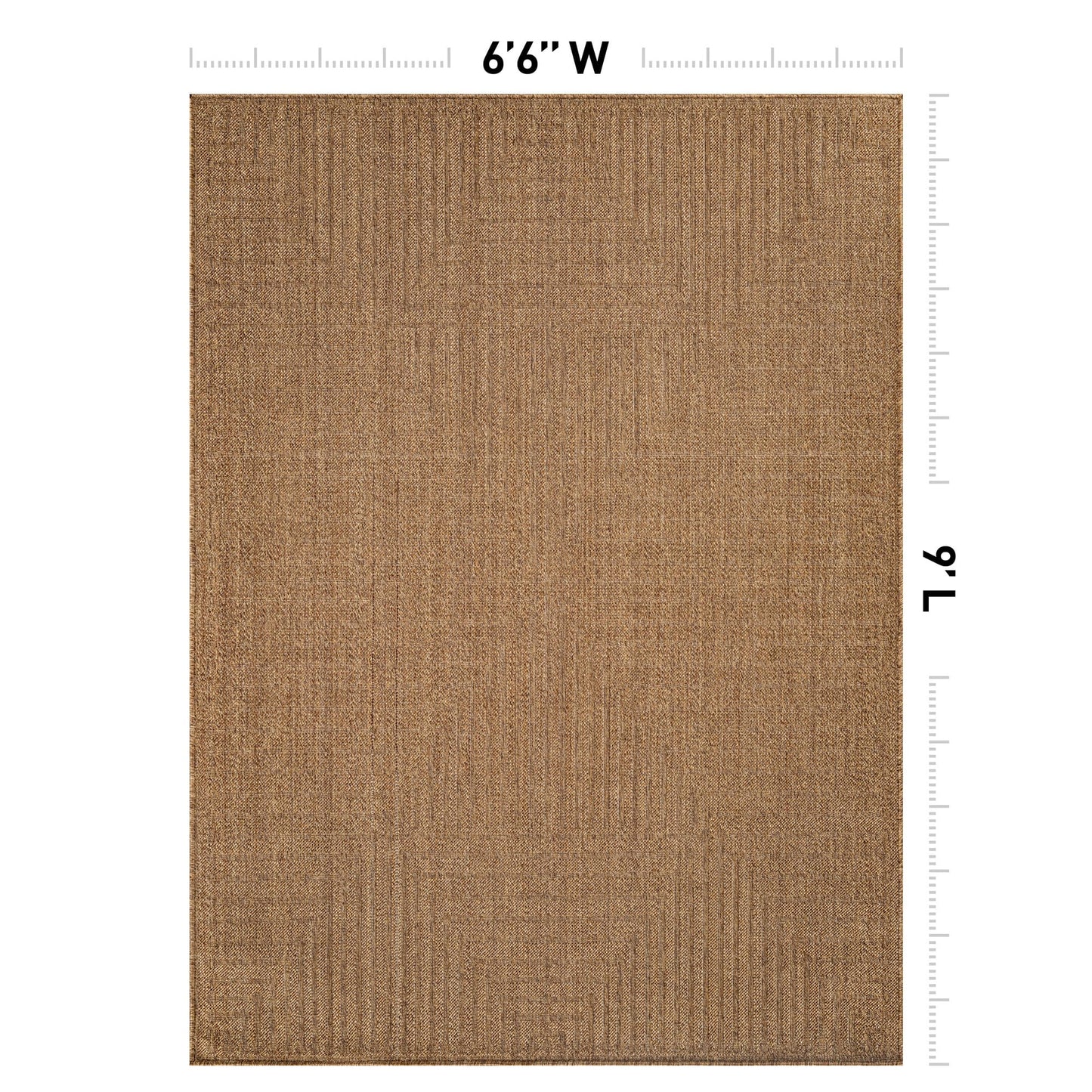 Rugshop Geometric Lines Indoor Outdoor Flat Woven Area Rug,Natural Jute-Style,Easy-Care Patio Rug for Backyard Porch Deck Balcony, 6'6" x 9' Natural/Jute