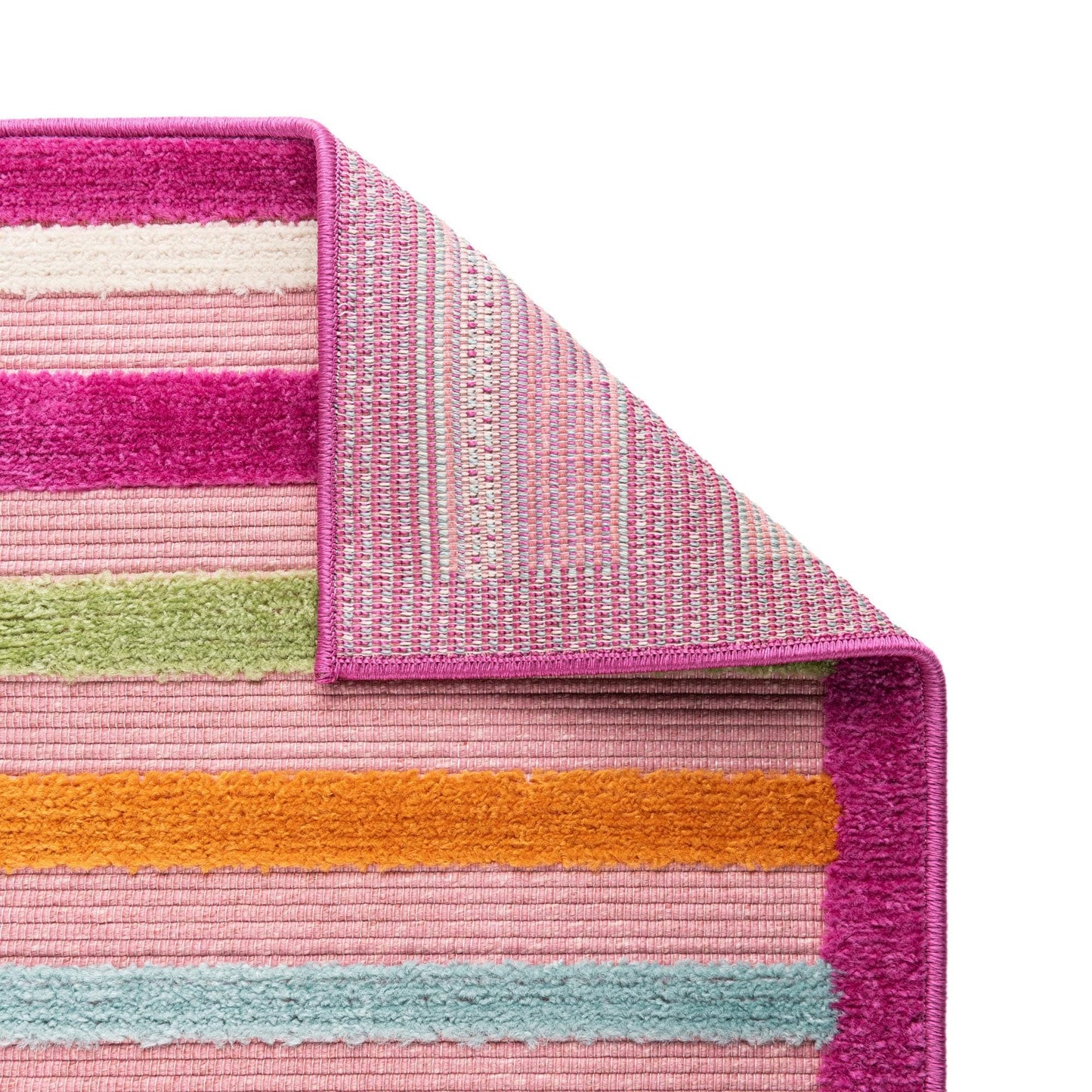Rugs.com - Aruba Outdoor Rug – 5' 3 x 8' Pink Washable Indoor/Outdoor Rug – Bohemian Striped Pattern for Patios, Decks, and Playrooms