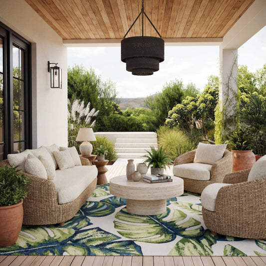 Nuloom Lisa Green Multicolor/Ivory, 5' x 8', Floral, Soft and Cozy, Durable, High Traffic, Stain Resistant, Easy Clean, Durable Area Rug for Indoor/Outdoor Patio, Deck, Porch, Garden, Courtyard