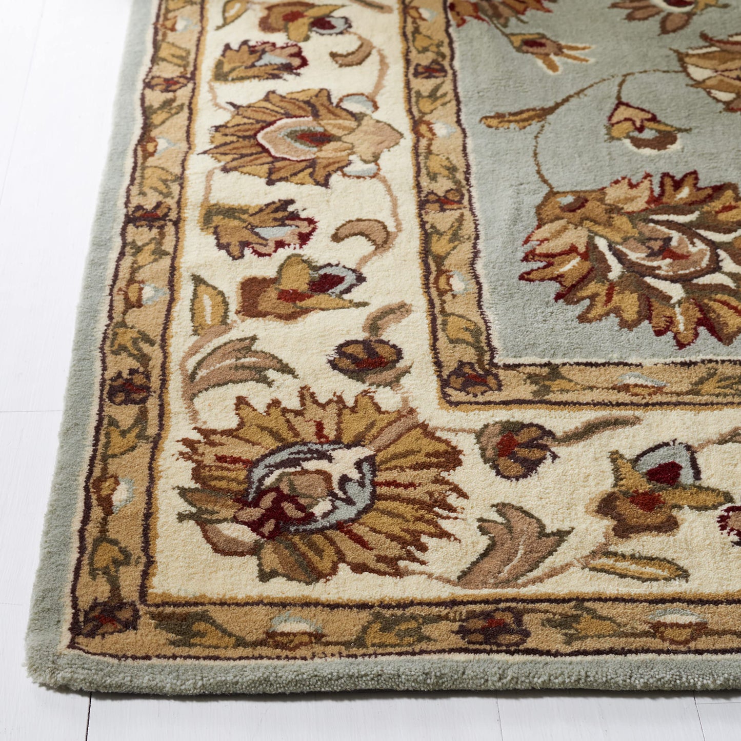 SAFAVIEH Total Performance Collection Accent Rug - 3' x 5', Light Blue & Ivory, Hand-Hooked Oriental, Non-Shedding & Easy Care, Ideal for High Traffic Areas in Entryway, Living Room, Bedroom (TLP416B)