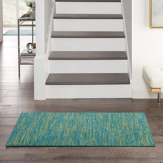 Nourison Home Nourison Essentials Blue Green 2' x 4' Area Rug - Easy Clean, Non Shedding, Bed Room, Living Room, Dining Room, Kitchen (2' x 4')