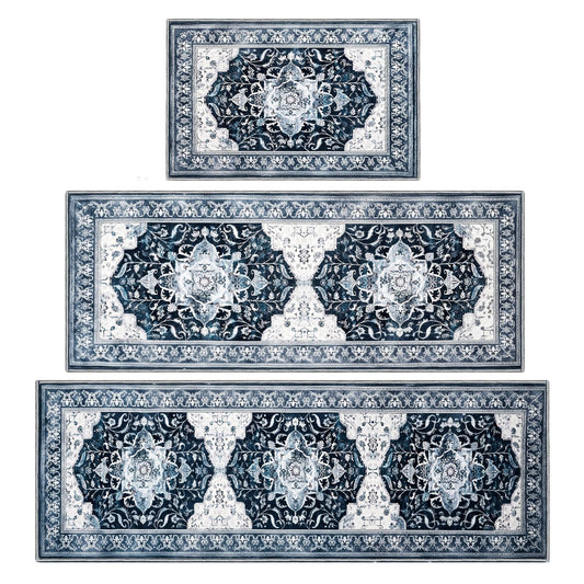 Kitchen Rug Set 3Pcs, Boho Rug Sets Non Slip Washable for Floor Thick Farmhouse Kitchen Decor Runner Rugs for Kitchen, Entryway, Laundry, Hallways 20''x32''+20''x48''+20''x59''