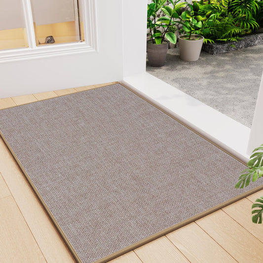Indoor Front Door Mat 17"x30", Non Slip Braided Low-Profile Welcome Entry Mat Door Mat Indoor Entrance, Rubber Backing Washable Dirt Resistant & Absorbent Inside Entryway Doormat, Khaki