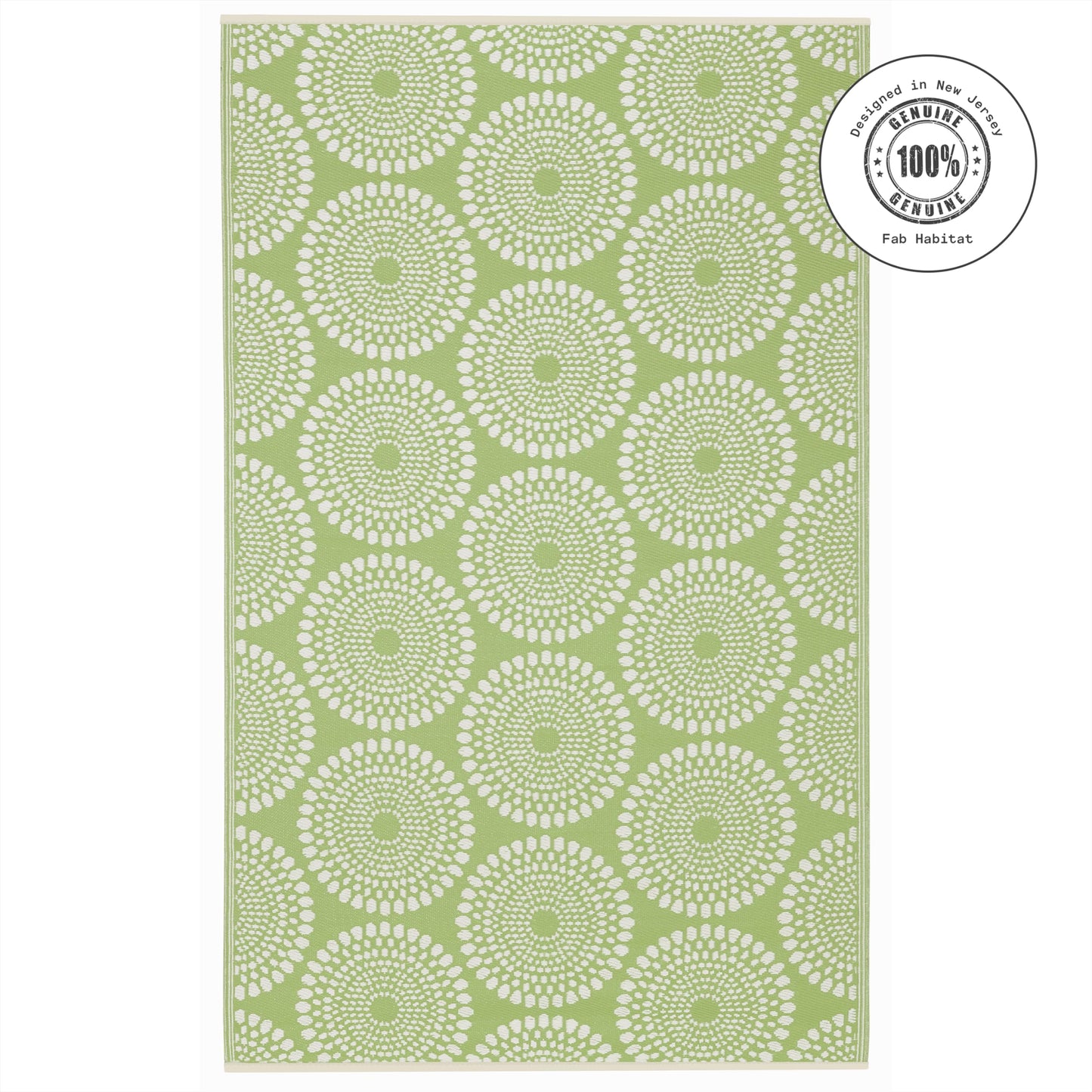 Fab Habitat Outdoor Rug - Waterproof, Fade Resistant, Crease-Free - Premium Recycled Plastic - Floral Medallion - Large Patio, Deck, Sunroom, Camping, RV - Rio - Green - 6 x 9 ft