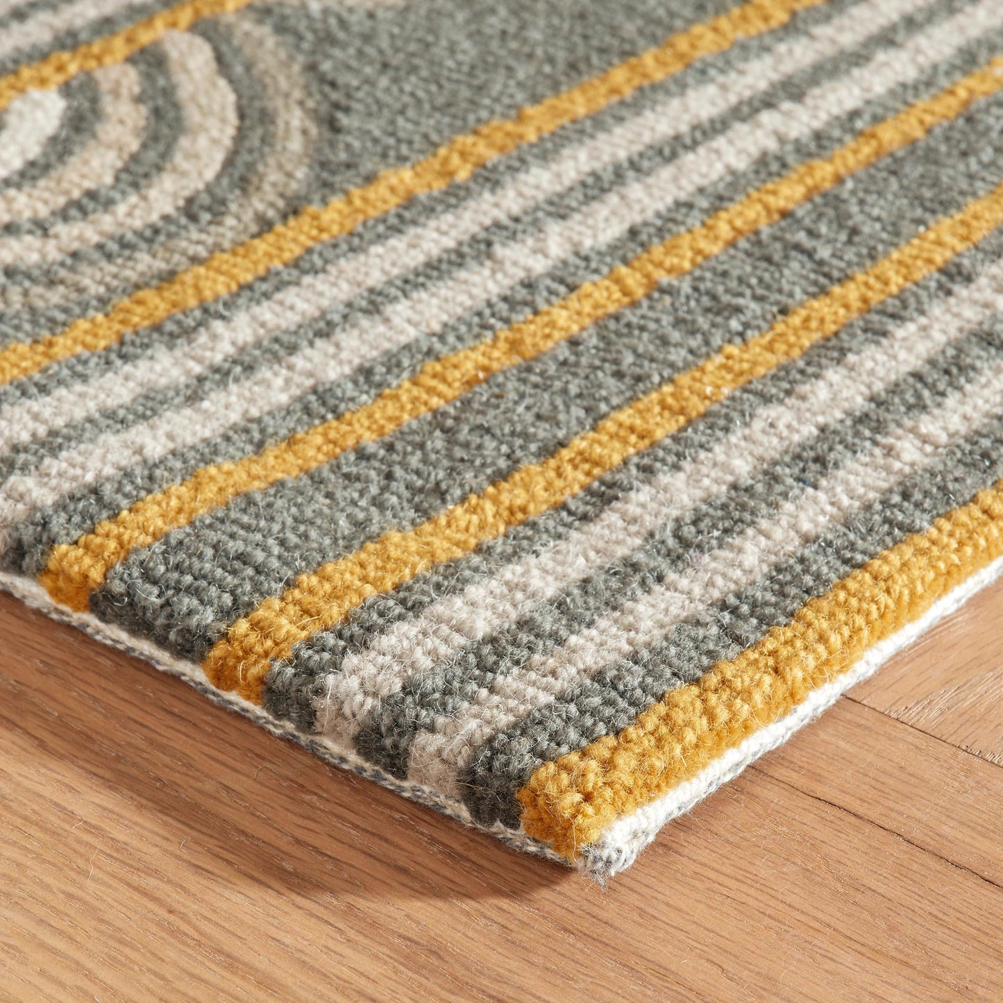 Dash & Albert x Kit Kemp Button Grey Hand Micro Hooked Wool Rug, 3 X 5 Feet, Grey Geometric Pattern - Premium Luxury Hotel Quality Soft Breathable Hypoallergenic Machine Washable Easy Care All