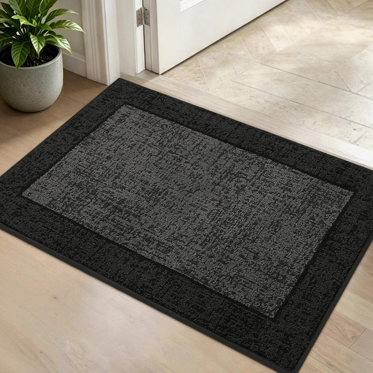 MatMaven Dirt Trapper Door Mat 20"x 32", Non Slip Washable Doormat, Stain Removal and Absorbent Welcome Mat, Floor Mats,Low Profile Entrance Dog Door Mats for Front Back Door,Dark Grey & Charcoal