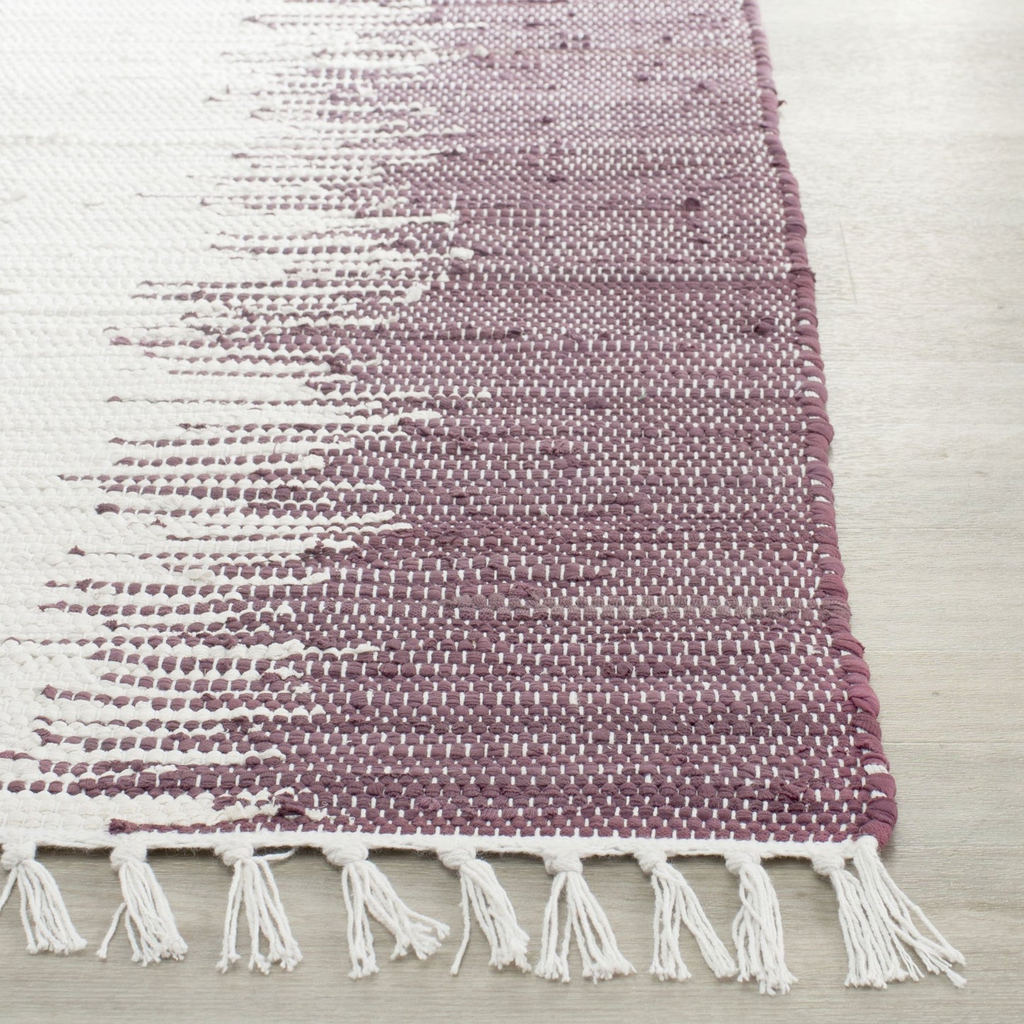 SAFAVIEH Montauk Collection Runner Rug - 2'3" x 7', Purple, Handmade Stripe Fringe Cotton, Ideal for High Traffic Areas in Living Room, Bedroom (MTK751D)