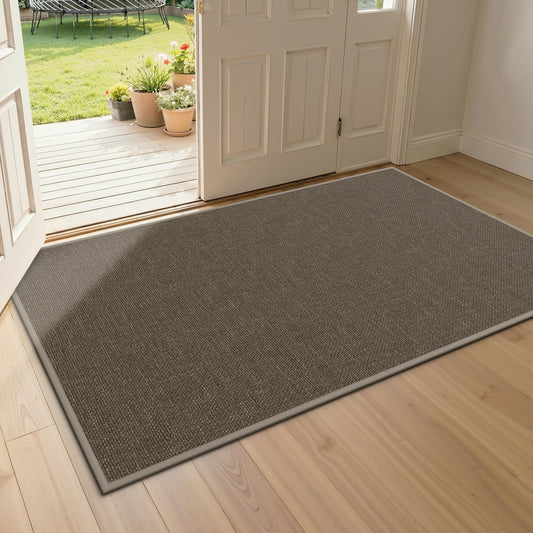 StepAura Indoor Door Mats 32"x47" Door Mat Indoor Entrance Resist Dirt Inside Washable Non Slip Entry Rugs for Entryway, Brown