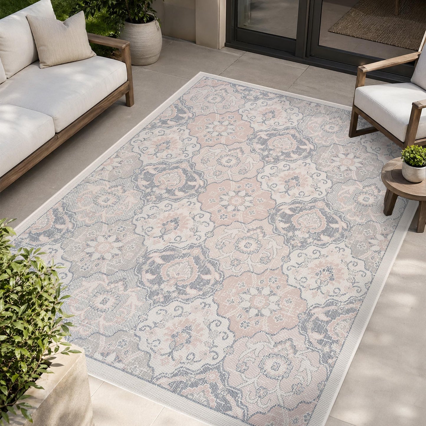 Loom&Crate 5x8 Outdoor Rug - Pet & Kid Friendly, Versatile for Patio, Deck, Backyard, Indoor & Outdoor Areas, Size: 5'3" x 7'7"
