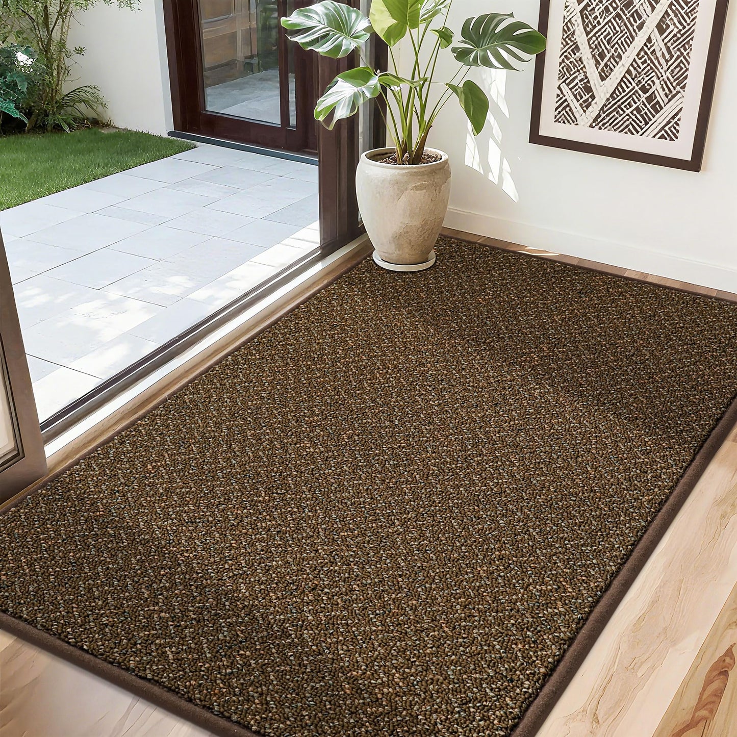 COSY HOMEER-Door-Mat 32"x48" Non Slip Absorbent Entryway Rugs Dirt Trapper Doormats Washable Entrance Mats Low Pile Welcome Floor Mat for Front Back Door and Entry Mats,Brown