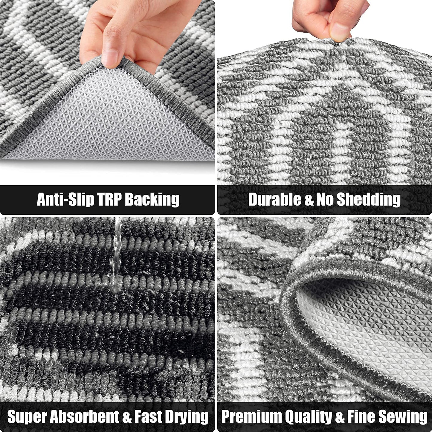 Indoor Doormat 32"x 40", Absorbent Front Back Door Mat, Rubber Backing Non Slip Floor Mats Inside Mud Dirt Trapper Outside Entrance Door Rug Carpet, Machine Washable Low Profile-Grey Time Cloister