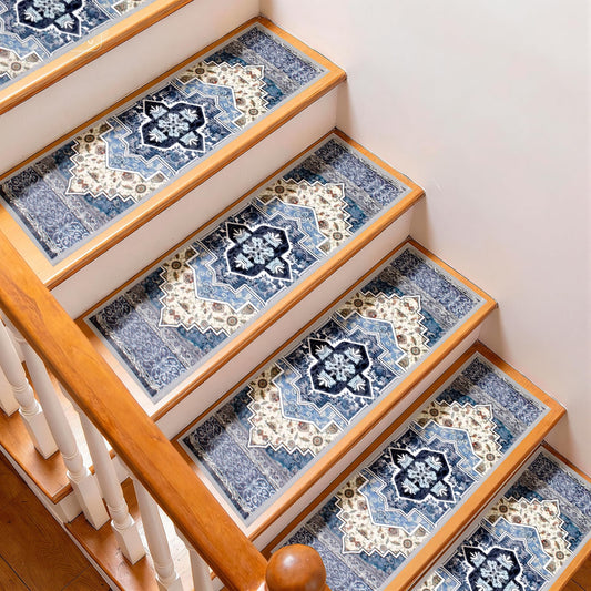 Stair Treads Non Slip 15 Pack 8" X 30" Stair Treads for Wooden Steps, Washable Self Adhesive Stair Runners Stain Resistant Stair Carpet, Edging Staircase for Kids Elders and Dogs (Style 2)