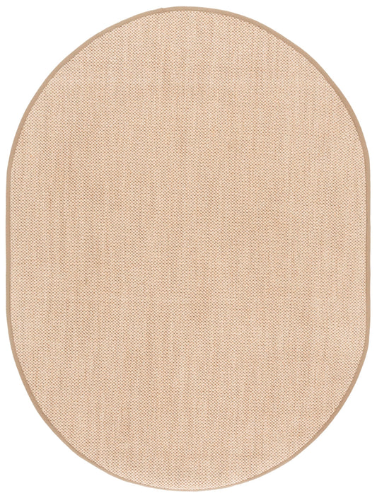 SAFAVIEH Area Rug 6x8 Oval - Natural Fiber Collection - Maize & Linen Color, Sisal, Woven Design with Border (NF141B)
