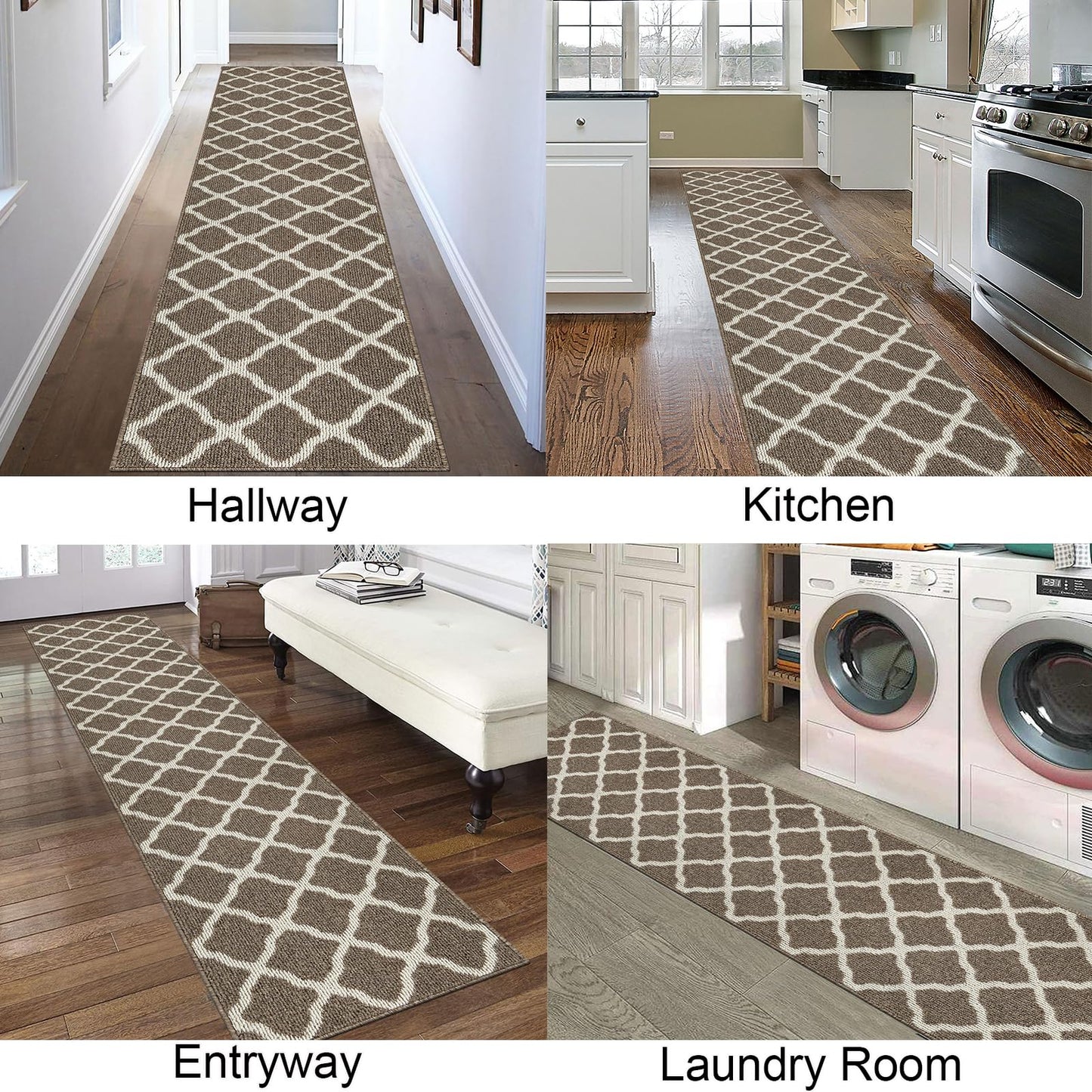 SHACOS Washable Runner Rug 20"x59" Non Slip Stain Resistant Dirt Trapper Rug Runner Floor Mat Carpet Runners for Entryway Kitchen Home Garage Office, Brown