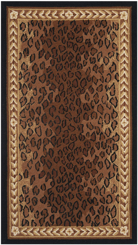 SAFAVIEH Chelsea Collection Accent Rug - 2'6" x 4', Black & Brown, Hand-Hooked Wool, Leopard Pattern, Ideal for Entryway, Foyer, Living Room, Bedroom (HK15A)