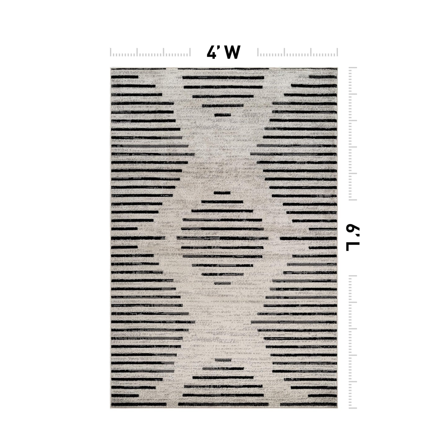 Rugshop Contemporary Abstract Indoor Area Rug for Entryway,Bedroom,Kitchen Rug Low Pile Rug with Jute Backing 4' x 6' Cream