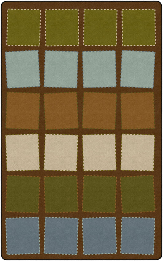 Flagship Carpets Quilted Seating Classroom Educational Area Rug for Kids and Teachers, Durable Quality for Schools, Preschool, Daycare, Learning Centers, and Home, 7'6" x 12' - Earthtone