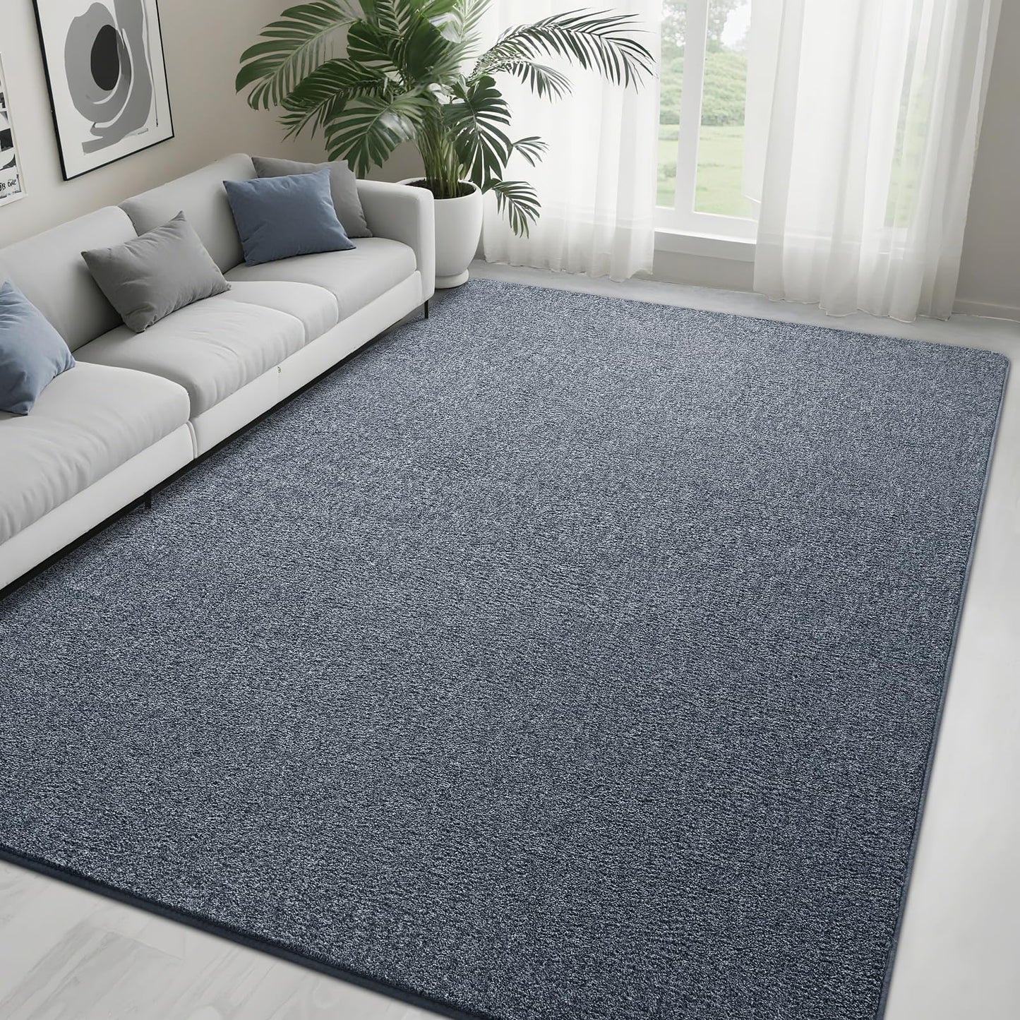 FALARK 6x9 Area Rugs for Bedroom Living Room, Blue Soft Low-Pile Modern Indoor Thickened Memory Foam Non-Slip Washable Carpets for Kids Dorm Home Decor Rug