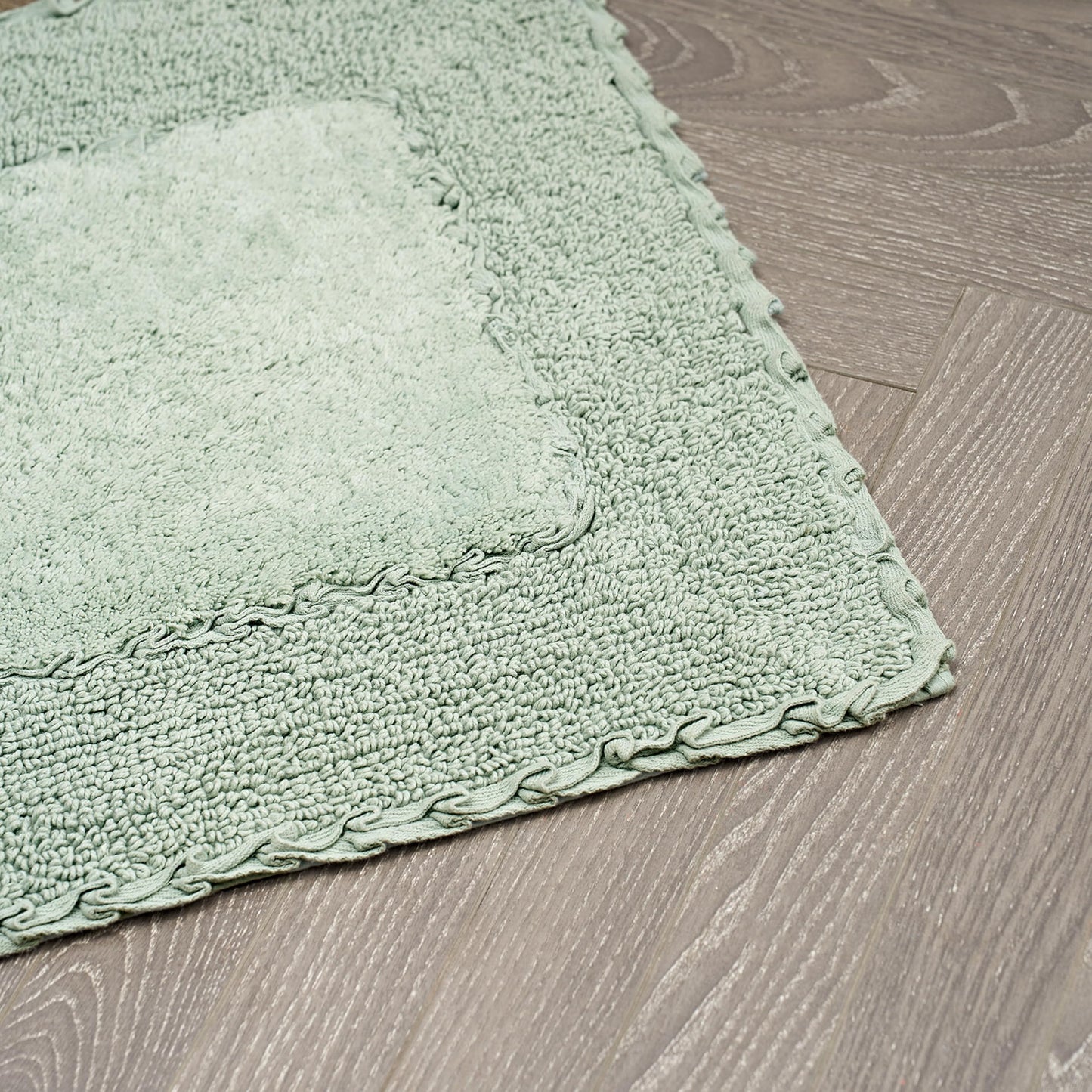 Laura Ashley Ruffle Border 100% Cotton Bath Rug, Sage Green, 17"x 24"