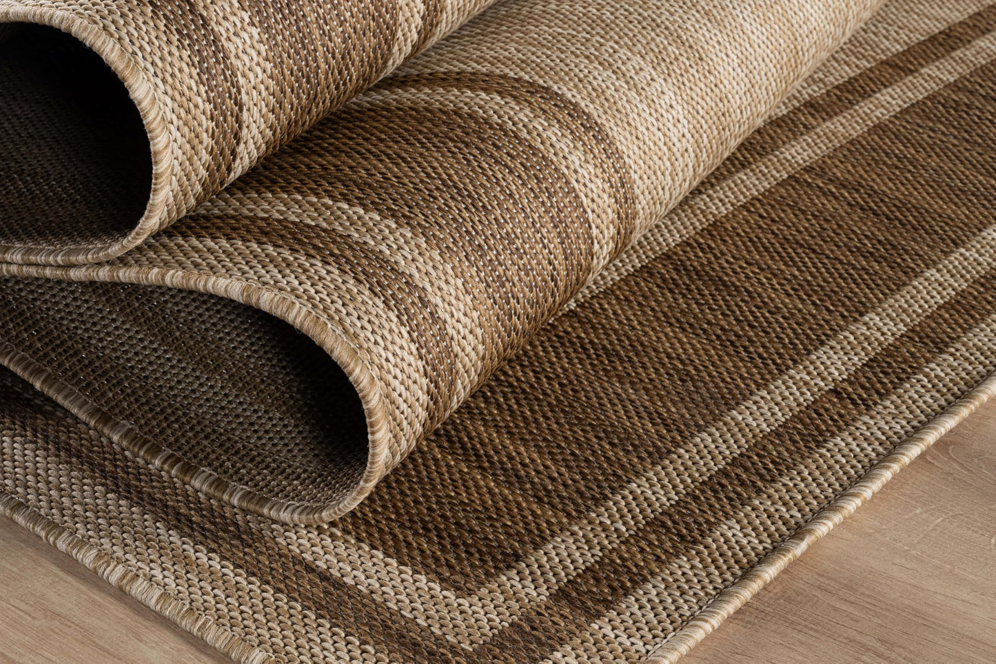 Beverly Rug Outdoor Rug 5x7 Modern Bordered Area Rugs for Indoor and Outdoor Patio Deck Porch Garden Waterproof Weather Sun Resistant Washable Outside Carpet (5 x 7 Jute)