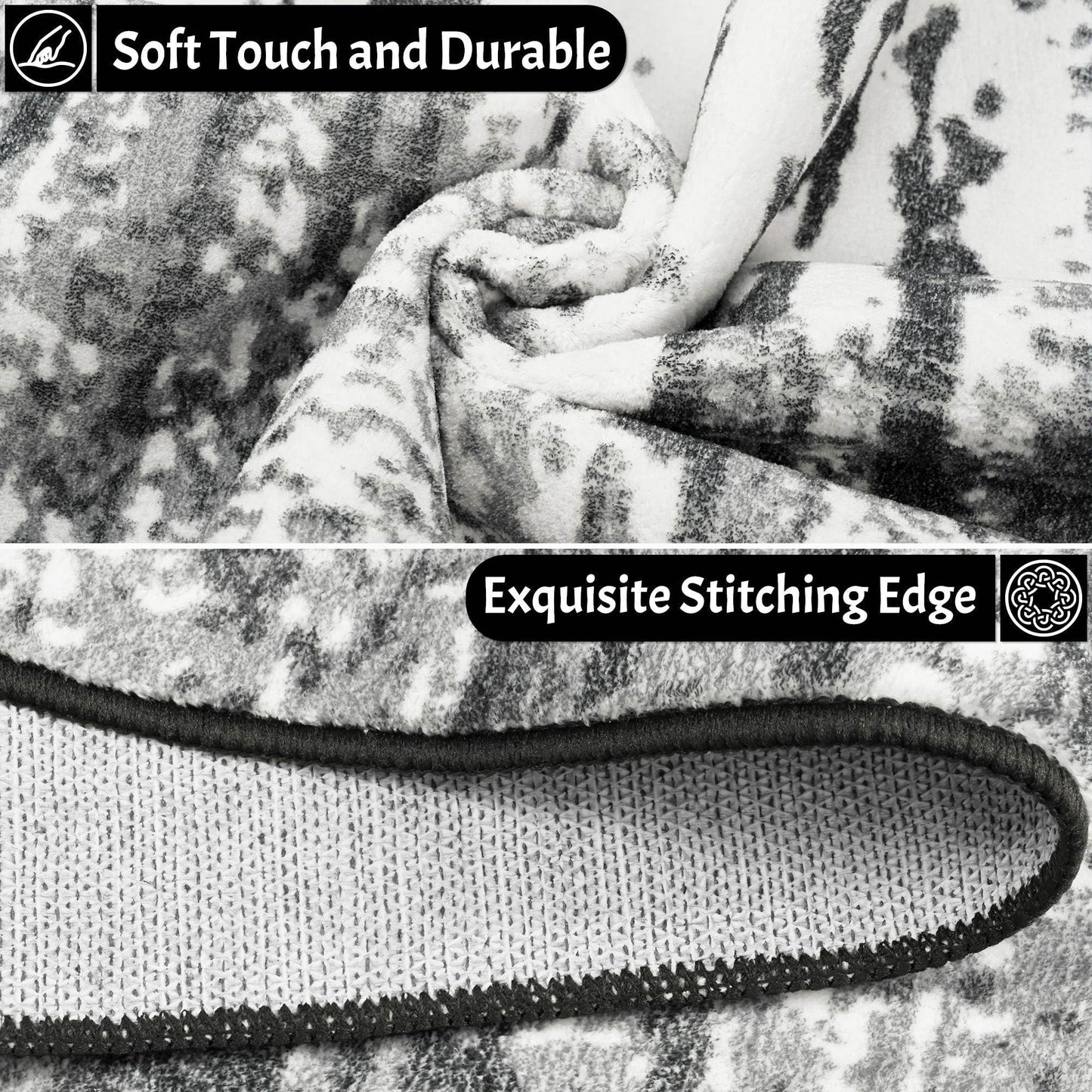 Runner Rug 2x6 Washable Rug Runners for Hallways Kitchen Non-Slip Rugs Abstract Print Soft Faux Wool Carpet Runner for Entryway Indoor, Bedroom Bedside, Laundry, Dorm, Home Decor (Black and Grey)