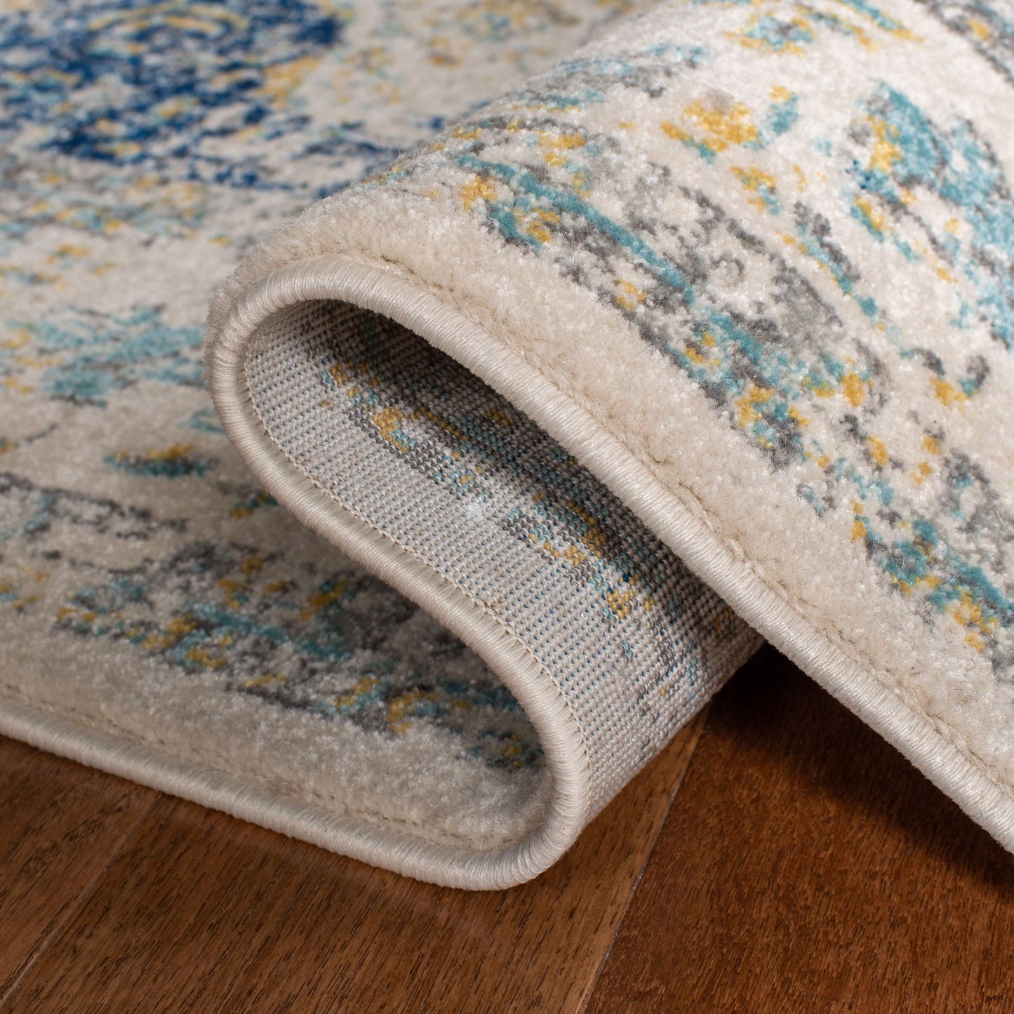 SAFAVIEH Area Rug 8x10 - Evoke Collection - Large - Ivory & Blue, Shabby Chic Oriental Medallion Design, Non-Shedding & Easy to Clean, Ideal for Living Room, Bedroom, Dining Space (EVK220C)