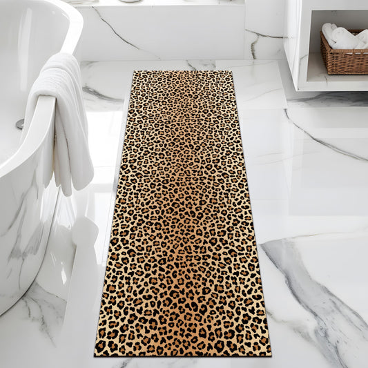 FNLNDO Leopard Bathroom Rugs 17"x 47" Long Bath Rugs Cheetah Print Bathroom Decor Non Slip Floor Mat Absorbent Quick Dry Bath Mats for Sink Shower Bathtub (17"x 47", Cheetah Print)