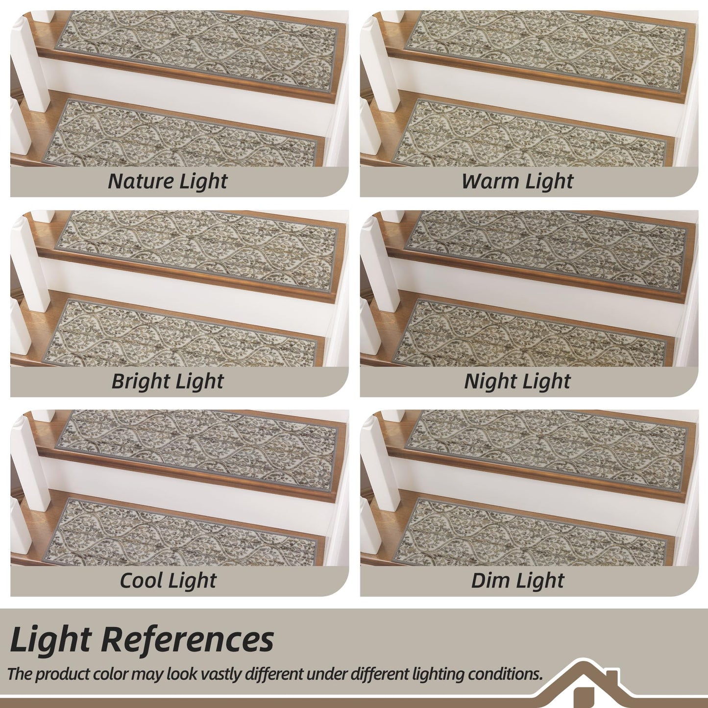 BEQHAUSE Stair Treads for Wooden Steps Non-Slip Machine Washable Carpet Stair Treads 8"X30" Soft Indoor Stair Runner for Kids Elders and Pets, 100% Polyester, TPE Backing, 4pcs, Beige/Malt Yellow