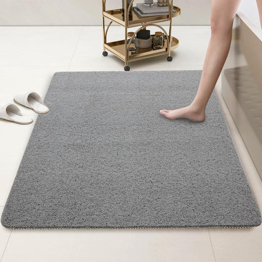 HOMBYS 47 x 32 Extra Large Shower Mat for Shower Stall Tub, Non Slip Bath Mat Bathroom Accessories, PVC Loofah Mats for Shower and Bathroom, Quick Drying, (Grey, 47"x32")