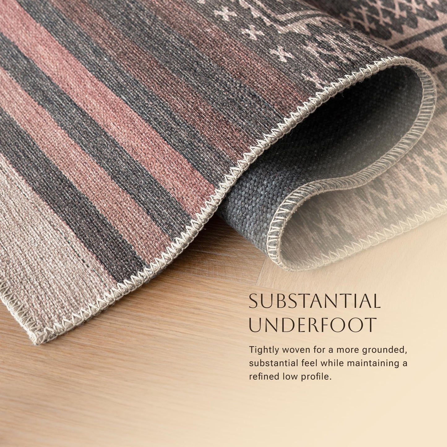 KNOTTING MATTERS Vibe Stripe 4’ x 6’ Area Rug – Sand, Charcoal & Clay Heritage Flatweave, Low-Pile – Easy Clean Accent Rug – Perfect for Entryway, Hallway, Kitchen, Bedroom – Pet & Kid Friendly
