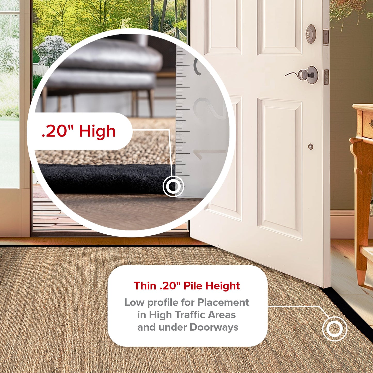 Nuloom Elijah Black/Natural, 2' x 3', Basketweave, Seagrass, Soft and Textured, High Traffic, Stain Resistant, Easy Clean, Durable Area Rug for Bedroom, Living Room, Dining, Den, Foyer, Entryway