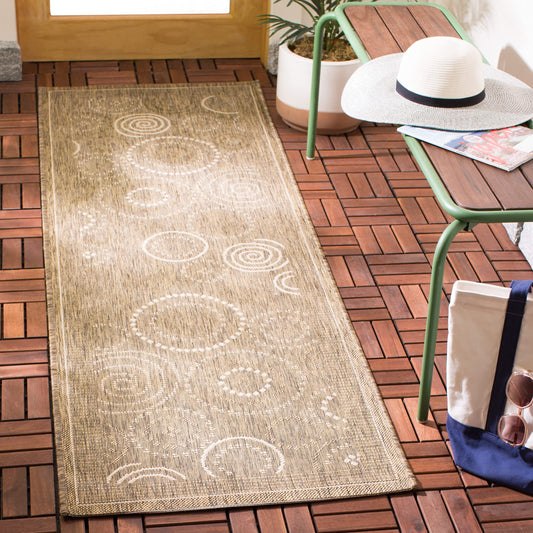 SAFAVIEH Washable Rug Outdoor Courtyard Collection - 2'3" x 6'7" Runner, Brown & Natural, Non-Shedding & Easy Cleaning, Ideal for Patio, Entryway, Mudroom, Hallway, Kitchen (CY1906-3009)