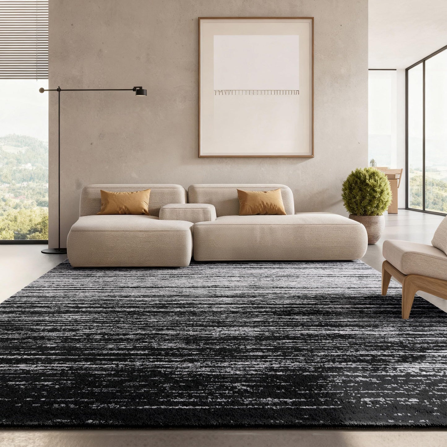 SAFAVIEH Area Rug 9x12 - Adirondack Collection - Large - Silver & Black, Modern Ombre Design, Non Shedding & Easy to Clean, Ideal for Living Room, Bedroom, Office, Dining Space (ADR113A)