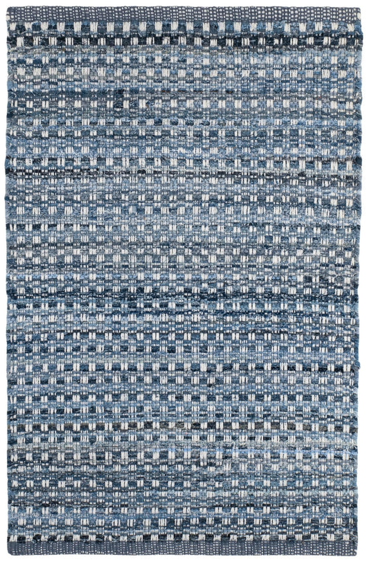 Dash & Albert Denim Stone Blue Handwoven Cotton Rug, 7.5 X 9.5 Feet, Blue Geometric Pattern - Premium Luxury Hotel Quality Soft Breathable Hypoallergenic Machine Washable Easy Care All Season