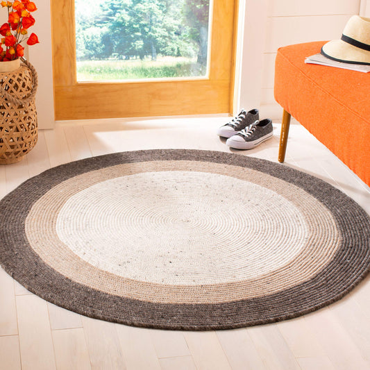 SAFAVIEH Braided Collection 5' x 7' Oval Charcoal/Ivory BRD903H Handmade Country Cottage Reversible Wool Entryway Foyer Living Room Bedroom Kitchen Area Rug