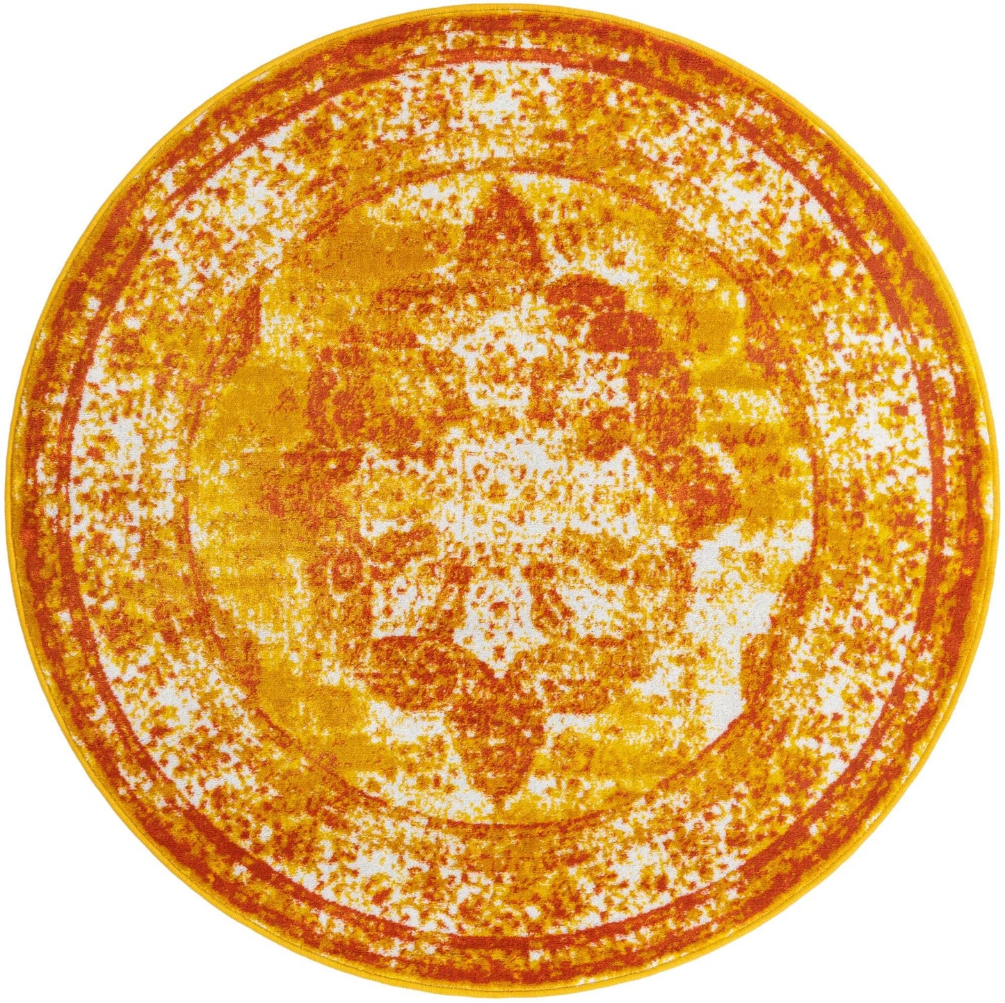 Unique Loom Sofia Collection Area Rug - Salle Garnier (5' 3" Round, Orange/ Yellow)