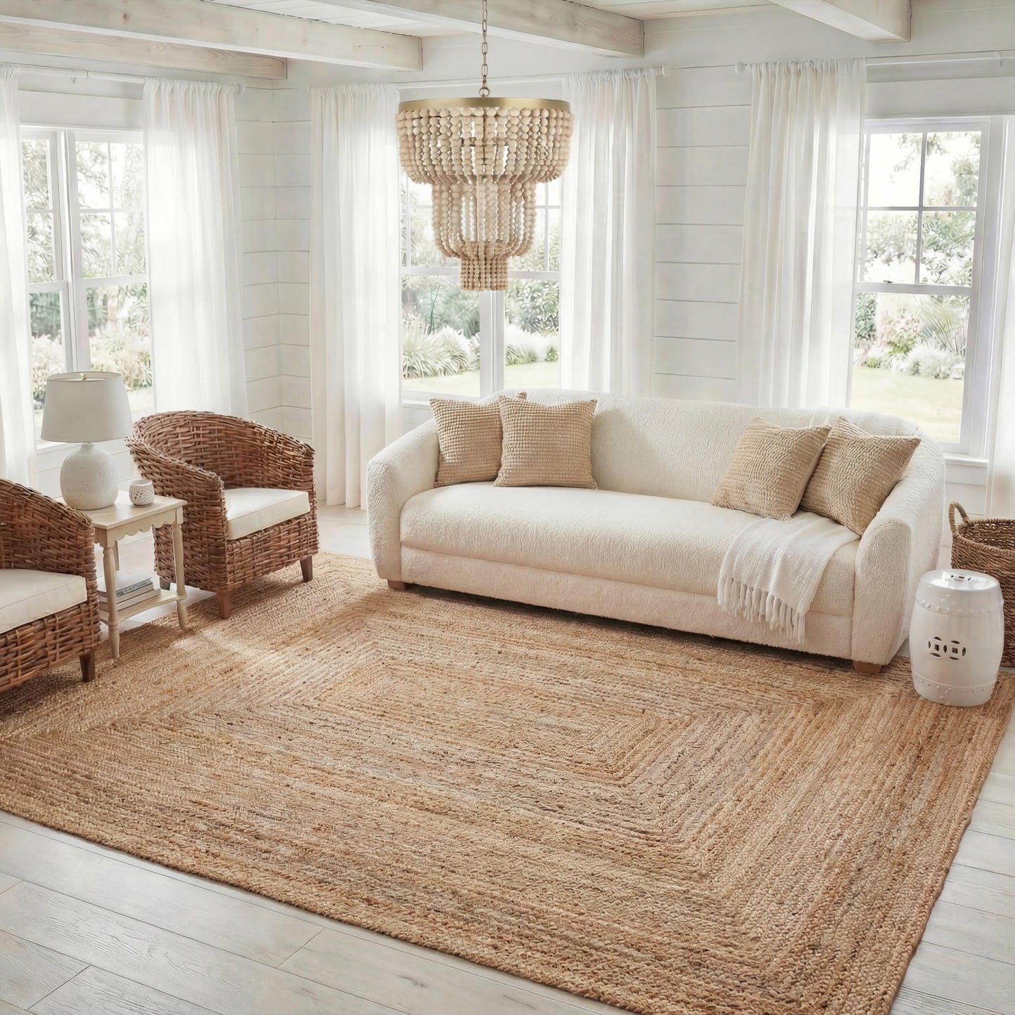 SAFAVIEH Area Rug 8x10 - Cape Cod Collection - Large - Natural Brown, Handmade Braided Flat Weave Jute (CAP252A)