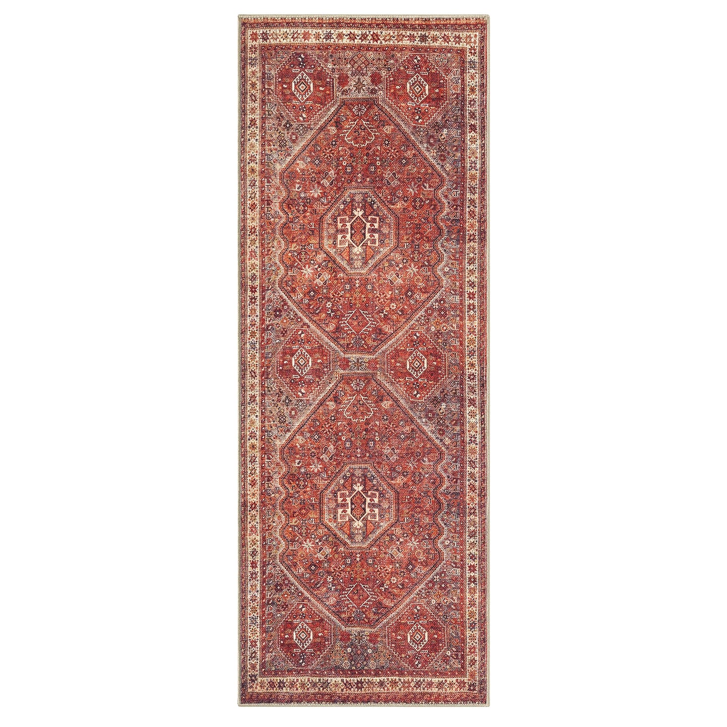 Keen Home Design 30"x84" Rug - Machine Washable Runner Rug with Non-Slip Backing, Ideal for Hallway, Entryway, Kitchen, Laundry Room - Vintage, Easy Clean, Durable, Low Pile Rug - (2'6" x 7')