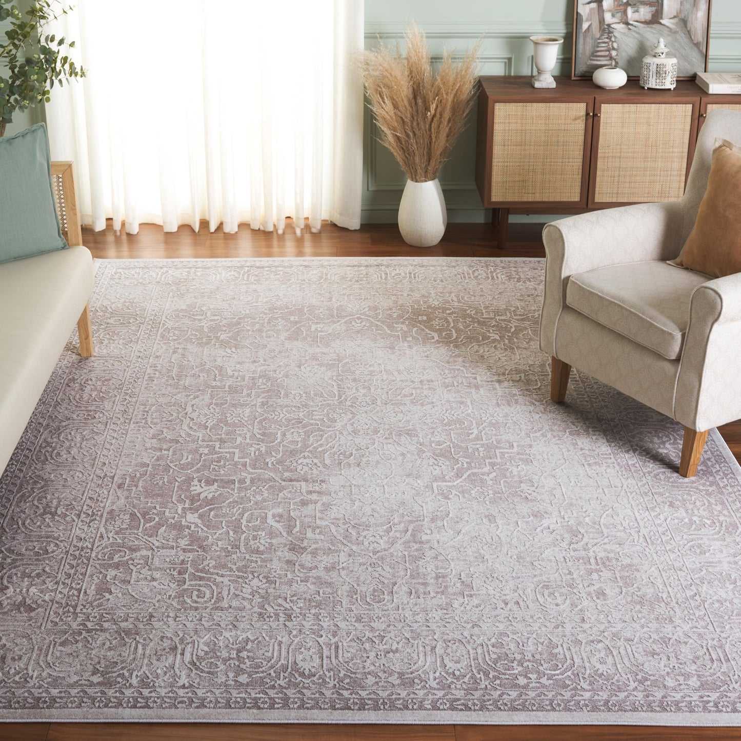 SAFAVIEH Area Rug 8x10 - Reflection Collection - Large - Beige & Cream, Non-Shedding & Easy Cleaning, Ideal for Living Room, Bedroom, Dining Space (RFT670A)