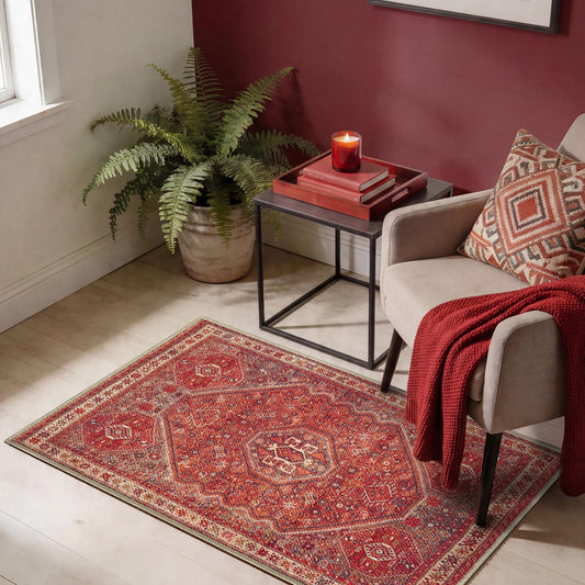 Keen Home Design 2x3 Rug - Machine Washable Entry Rug with Non-Slip Backing, Ideal for Enteryway, Kitchen, Bathroom, Laundry Room - Vintage, Easy Clean, Durable, Low Pile Rug - (2' x 3')