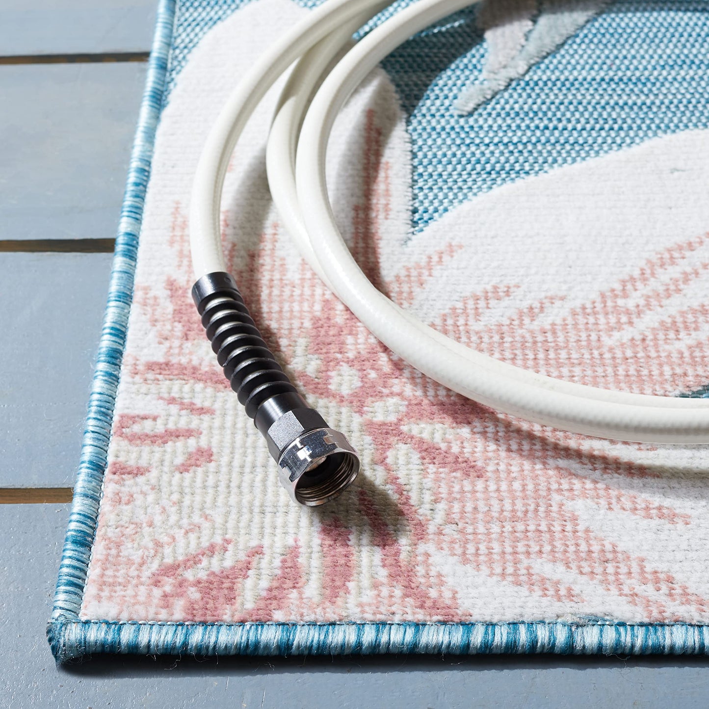 SAFAVIEH Washable Rug Outdoor Cabana Collection - 8' x 10', Aqua & Rust, Non-Shedding & Easy to Clean, Ideal for Patio, Backyard, Mudroom (CBN454J)